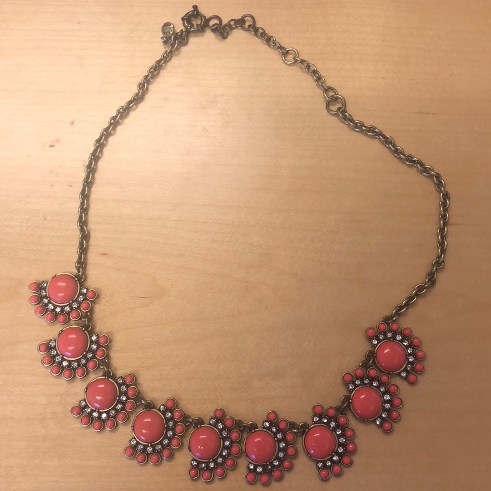 J.Crew gold and coral necklace